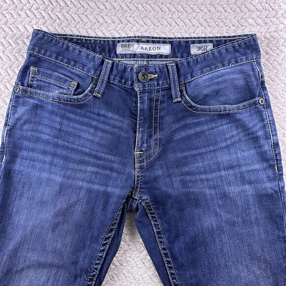 BKE Aaron Jeans Mens Size 30R 30x32 Blue Slim Fit Stretch Wiskered Denim - Picture 2 of 14